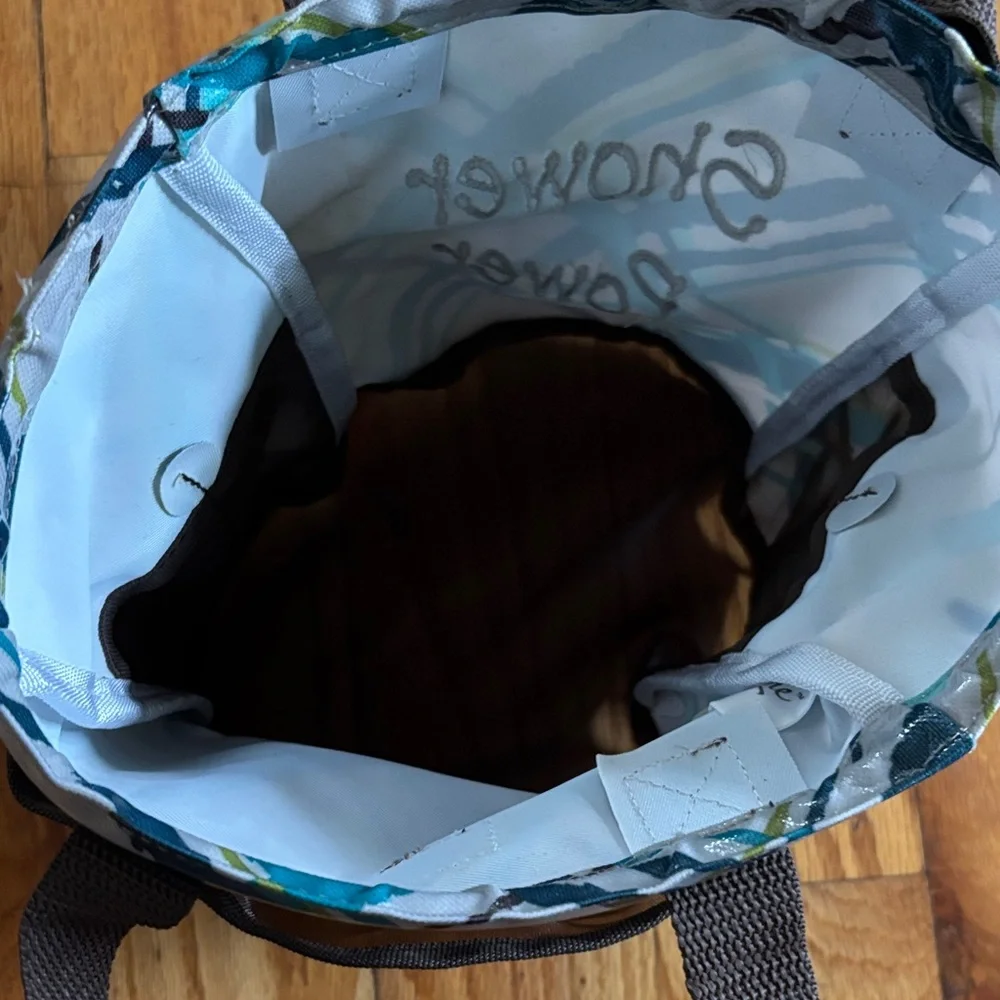 Thirty-One Plaid Shower Caddy with Brown Handles